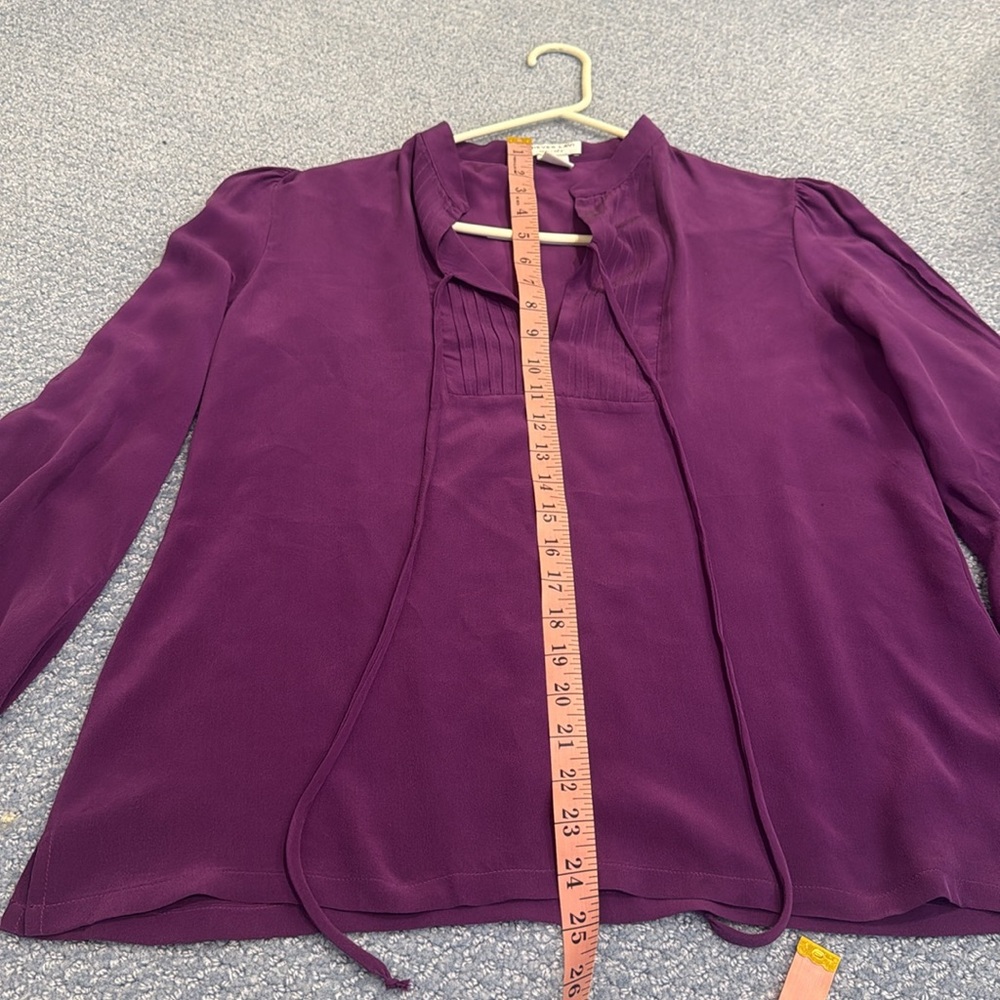 Nieves Lavi New York 100% Silk Blouse Plum Purple Size Medium - Picture 13 of 13